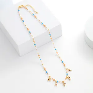 Farbige Kristall perlen Damen Halskette Halsreif kann angepasst werden Vorname Nachname Halskette Schmuck
