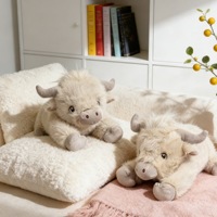 Jouets en peluche Vache des Highlands avec logo personnalisé, Beige, Figurines de vaches écossaises des Highlands, Poupées en peluche, Figurines de dessins animés, Coussins en forme de vache