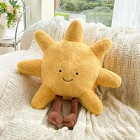 Jouets en peluche Happy Sun White Moon Yellow Sun Cartoon Weather, adorable peluche à visage souriant pour la décoration de la chambre d'enfant, couverture de canapé