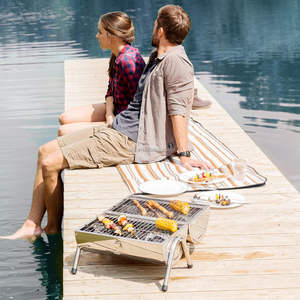 SEJR <span class=keywords><strong>Barbecue</strong></span> En Acier Inoxydable <span class=keywords><strong>Double</strong></span> Grill <span class=keywords><strong>Barbecue</strong></span> Portable <span class=keywords><strong>Barbecue</strong></span> À Charbon De Bois - Product Image 2