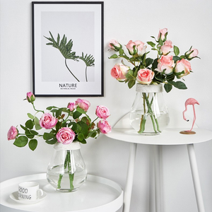 Vase en verre transparent bon marché pour la décoration de la maison et <span class=keywords><strong>terrarium</strong></span> en verre à fleurs géométrique avec bord en corde - Product Image 6