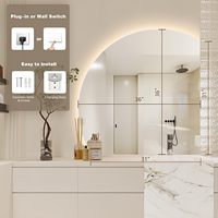 Miroir LED demi-cercle personnalisé anti-buée rétroéclairé pour restaurant, salle de bain, miroir mural demi-lune, décoration intérieure