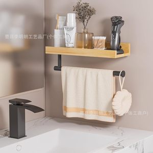 Nouveau porte-mouchoirs mural en bois transfrontalier, étagère de rangement double couche, étagère de rangement intégrée pour cuisine, fixation murale - Product Image 4