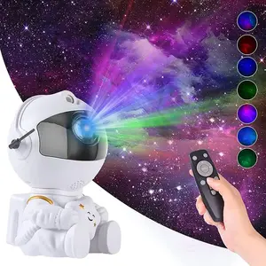 Lampu proyeksi Spaceman Mini lampu proyektor astronot lampu malam berputar Nebula warna RGB dengan bintang