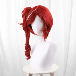 Fibre Synthétique Jeu Prêtresse Cosplay Perruque Rouge Fiona Crimson Anime <span class=keywords><strong>Queue</strong></span> <span class=keywords><strong>De</strong></span> <span class=keywords><strong>Cheval</strong></span> Vague Naturelle Synthétique Dentelle Casque Perruque pour Perruque - Product Image 3