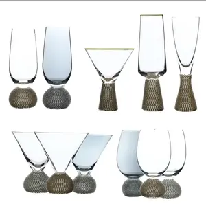 Yeni tasarımlar için özelleştirilmiş cam kadeh şarap bardağı ile elmas bar hediye sipariş öğesi için alt cam eşya üzerinde dekore