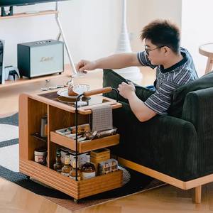 Chariot à collations Oowoo en bois, étagère de rangement mobile avec roulettes pour salon, chambre, table d'appoint, organisation - Product Image 2