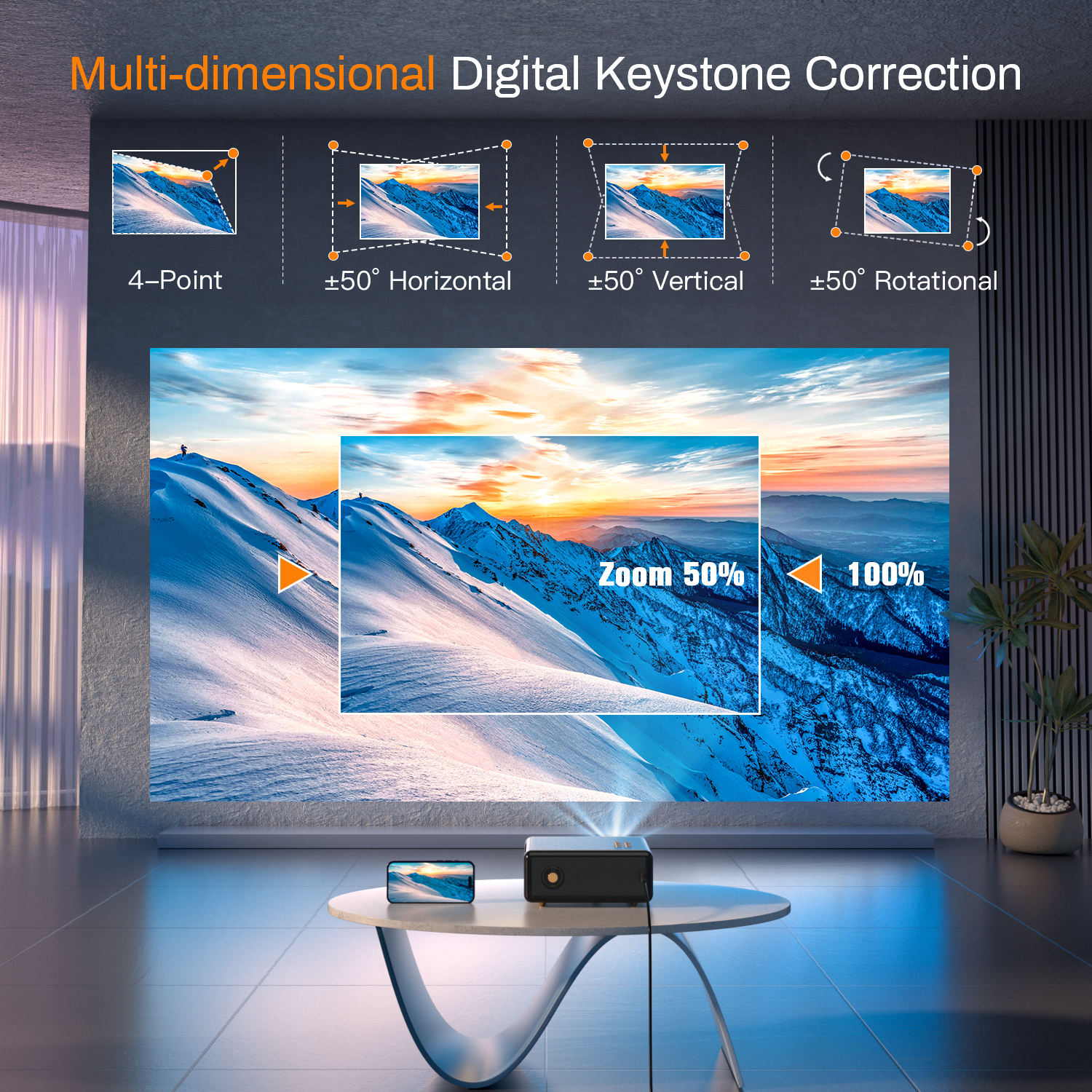 XuanPad Android Projector - 2024 1080P Bluetooth Projector with 4K