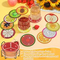 Kits de dessous-de-verre personnalisés en diamant pour fruits - Ensemble de dessous-de-verre artistiques en diamant à faire soi-même avec accessoires pour la décoration créative de la maison