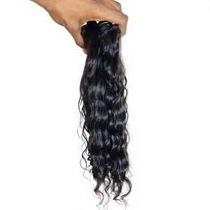 Extensiones de cabello humano indio de Color negro ondulado profundo Natural virgen 100%, cutícula alineada y sin paquetes procesados químicamente - Product Image 1