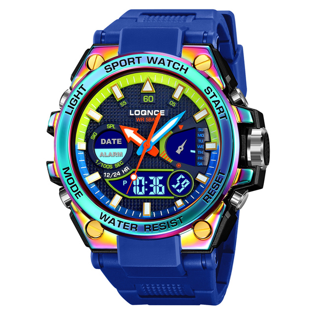 Fashion LOQNCE 98006 Men's Watch Luxury 50M Waterproof Watch for Men with Analog-Digital Dual Movement Outdoor Sports Wristwatch