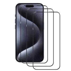 ฟิล์มกันรอยกระจกนิรภัยแบบเต็มจอ ขอบโค้ง 2.5D ป้องกันรอยขีดข่วน สำหรับ iPhone 15 Pro - Product Image 1