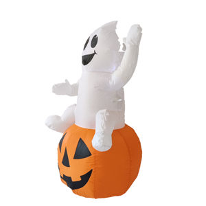 Decorazione Gonfiabile Professionale in Terylene per Halloween con Dimensioni Personalizzabili, Elfo Arancione e <span class=keywords><strong>Bianco</strong></span> Seduto su Zucca con Luci LED - Product Image 3