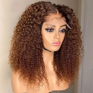 Popular Human Lace Front Wig 13x6 HD Transparent Lace Ombre Brown Hair Wigs Virgin Brazilian Human Hair Kinky Curly Wig