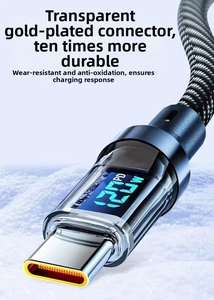 Cable de datos tipo <span class=keywords><strong>C</strong></span> de doble cabezal, funda de nailon, pantalla Digital inteligente de carga, carga rápida de 100W, adecuado para iPhone o Android - Product Image 3