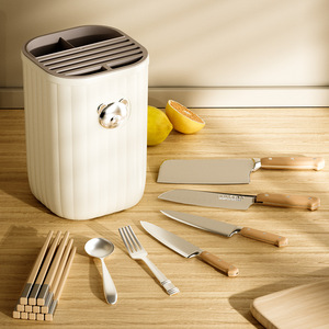 Multi Functional Knife <b>Holder</b> <b>Cream</b> Countertop Storage Box For Kitchen <b>Utensils</b> And Chopsticks - Product Image 3