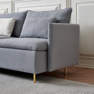 Sofá Moderno Tapizado en Tela Teddy, con Estructura de Madera Gris, Sofá Cama Cómodo para Sala de Estar, Villa o Apartamento - Product Image 4