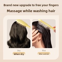 Nouveau produit transfrontalier : Brosse de massage pour shampoing en forme de feuille de Ginkgo, peigne à poils épais en PP avec manche long, gadget pour le lavage des cheveux