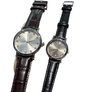 Montre de luxe de haute qualité, mouvement à quartz précis, bracelet en cuir de crocodile, index des heures en diamant, cadran à motif soleil, Longines. - Product Image 4