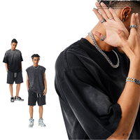 Été 100% Coton T-shirt ample Shorts Set Fashion Brand Short Sleeve Shorts Hommes T-shirt 2 Pièces Sets