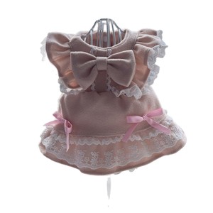 Robe de princesse avec nœud pour petits et moyens chiens, vêtements pour animaux de compagnie printemps, robe d'ange rose nude avec bordure en dentelle - Product Image 5