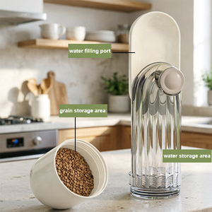 Dispenser Portatile per Acqua e Cibo per Animali Domestici, <span class=keywords><strong>Bottiglia</strong></span> con Apertura a Pressione per Viaggi, Escursioni e Campeggio - Product Image 4