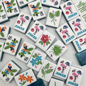 Juego <span class=keywords><strong>de</strong></span> Mahjong Americano Transparente Azul con Diseño <span class=keywords><strong>de</strong></span> Barco <span class=keywords><strong>de</strong></span> Vela <span class=keywords><strong>de</strong></span> 3 Capas para Fiestas y Entretenimiento, Ideal para Vacaciones Tropicales en <span class=keywords><strong>la</strong></span> Playa - Product Image 4