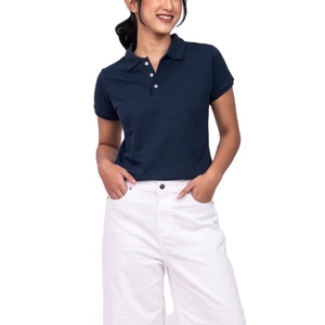 Polo de golf en blanco de verano para mujer al por mayor, camiseta polo ajustada de manga corta para mujer, camisetas polo con logotipo personalizado - Product Image 1