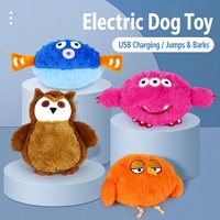 Jouet pour chien en peluche rebondissant rechargeable par USB avec des sons amusants, fonction veille automatique et housse amovible pour chiens de taille moyenne