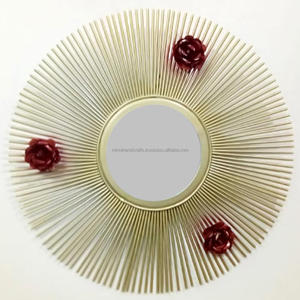 Miroir mural rose, à énergie solaire, en métal doré, miroir artistique - Product Image 6