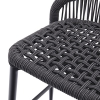 Noir Patio Bistro Comptoir Hauteur Chaises Meubles En Plein Air En Aluminium Jardin Tissé Corde Haute Sans Bras Tabourets De Bar