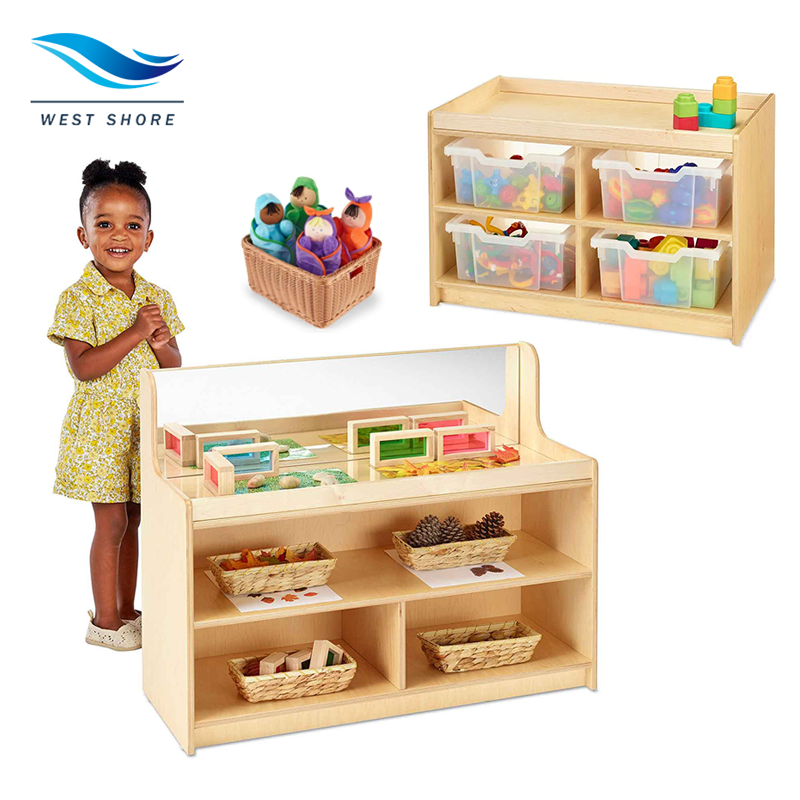 Montessori School Wooden Cabinet Storage Kindergarten
