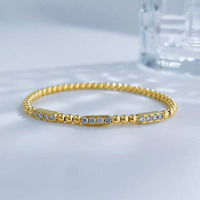 Bracelet élastique à trois segments serti de diamants de laboratoire en or jaune 18 carats, bijoux de mode pour femmes, vente en gros