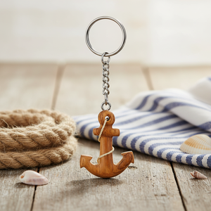 Portachiavi in Legno con Ancora, Mini Design Nautico con Finitura Naturale - Product Image 2
