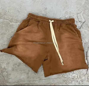 Pantalones Cortos de Algodón Personalizados con Bajo sin Rematar, Lavado Ácido, Estilo Jogger, Rasgados, de Felpa Francesa, Lisos, de Forro Polar, Estilo Urbano, de Corte Holgado para Hombre - Product Image 3