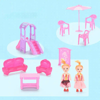 Jinying 2 étages famille bricolage villa maison jouets en plastique mini filles maisons de poupée jouet meubles miniature maison de poupée jouets