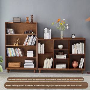 Étagère à livres vintage en bois massif à plusieurs niveaux avec étagères flottantes, couleur noyer, pour la maison, le salon, la chambre à coucher, le bureau, la salle à manger, l'hôtel - Product Image 3