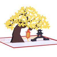 Carte de vacances chinoises imprimées en couleur en 3D Pavillon d'arbre d'osmanthus pour le festival de la mi-automne en papier