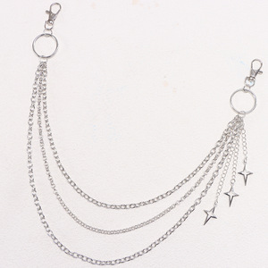 โซ่คาดเอวแฟชั่นหลายชั้น จี้รูปดาว โลหะผสมสังกะสี สไตล์พังก์ลำลอง โซ่คล้องกางเกงฮิปฮอป - Product Image 3