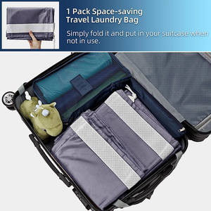 Produsen kustom ritsleting daur ulang dapat dilipat ukuran besar tas <span class=keywords><strong>laundry</strong></span> logo dengan tali serut - Product Image 4