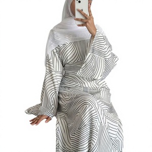 Vestido Abaya Maxi Estampado, Modesto, Talla Grande, Transpirable, para Mujeres Musulmanas, Uso Diario, Bodas, Otoño, Primavera, Verano - Product Image 4