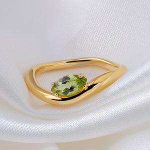 रोमांटिक रेट्रो गहने 925 मार्क्विज़ प्राकृतिक रत्न पेरीडोट पंजा ने वर्षगांठ उपहार के लिए ठीक अंगूठी - Product Image 5