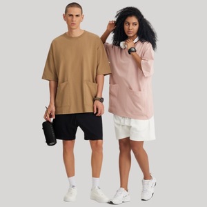 Camiseta de bolsillo de gran tamaño para hombre con estampado gráfico personalizado 100% algodón camiseta de calle de ajuste relajado - Product Image 4