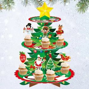 Nuovo arrivo Merry Christmas Cupcake Stand 3 Tier Xmas Party Christmas Cake Stand Dessert Tower Holder forniture per decorazioni invernali