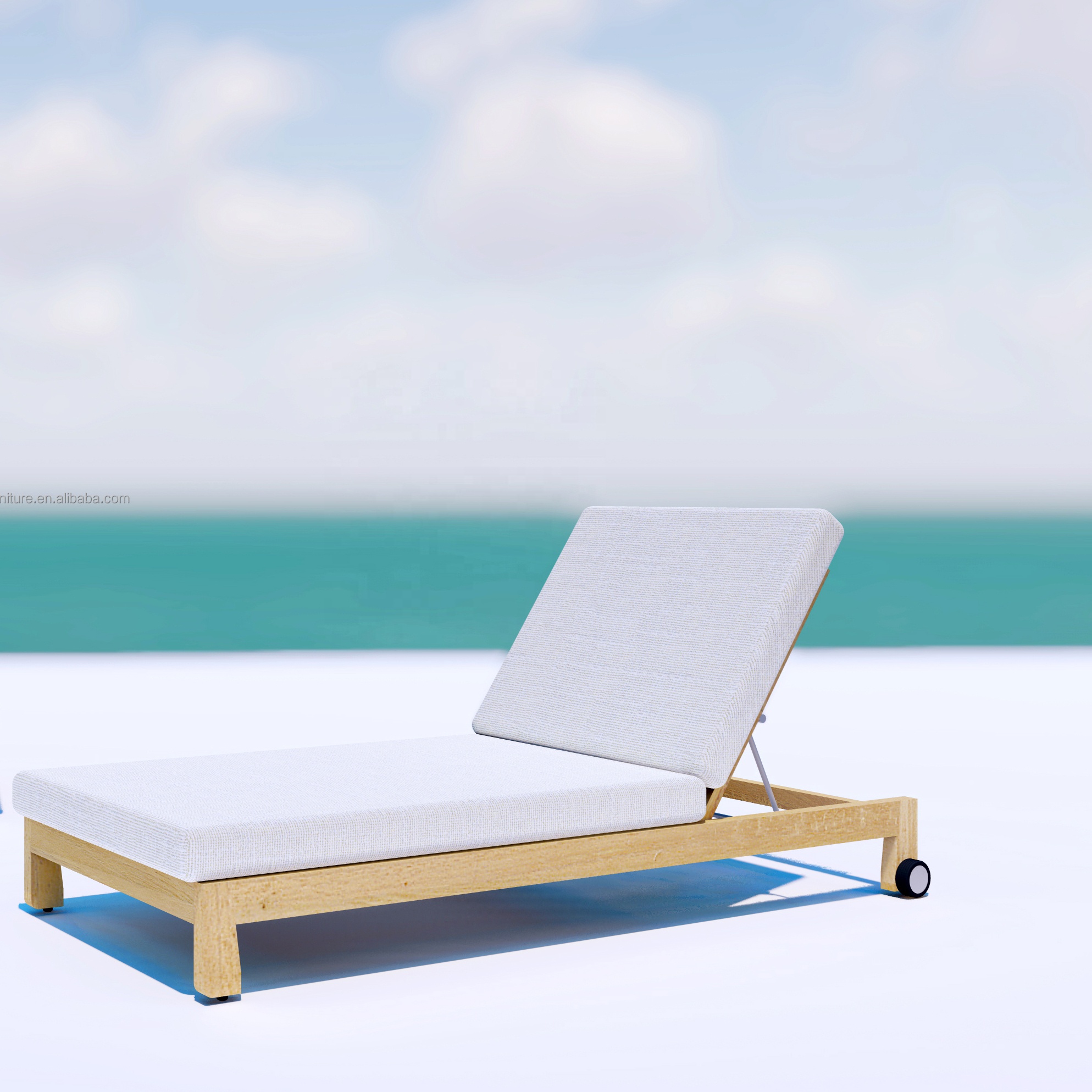 SIGMA New Arrival Furniture Swimming Pool Home Hotel Patio Area Outdoor Leisure Solid Teak Wood Double Chaise Daybed
