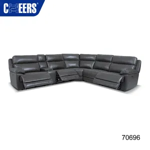 MANWAH Set Sofa kulit Modular, kursi malas sudut bentuk L, ukuran besar