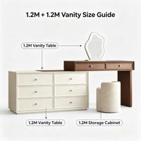 Coiffeuse moderne en pin massif, style crème, durable et écologique, avec tiroirs escamotables pour chambre et appartement