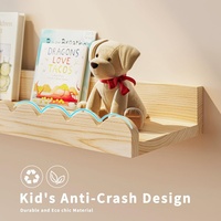 Étagère murale en bois pour enfants, étagère murale pour livres pour tout-petits, bibliothèque Montessori, meubles de crèche, étagère à livres avec crochets