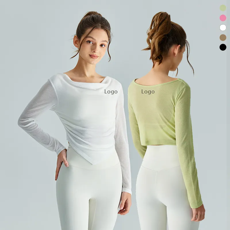 Benutzer definierte Sport bluse Frauen Yoga Active wear Großer Kragen Fitness studio Sportliches Training Lässige Damen Loose Tops Shirts Lieferant