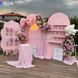 LEDA Artículos para Fiestas al Aire Libre, Set de Fondo de Acrílico Rosa, Soporte para Botellas de Champán con Forma de Encaje, Pared de Fondo para Bodas - Product Image 1
